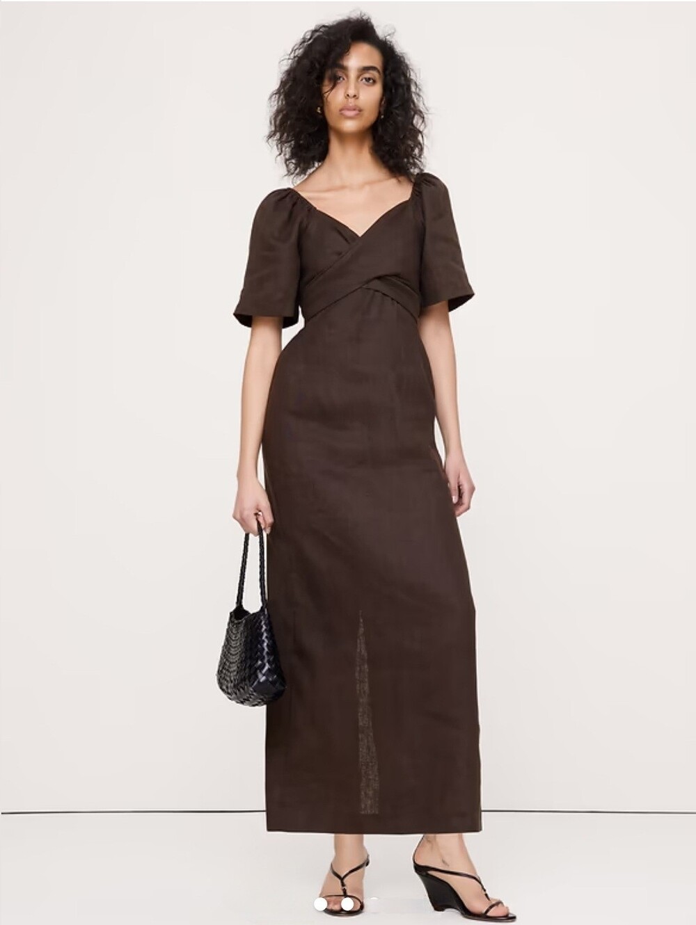 NWT Banana Republic Brownstone Linen Sweetheart Maxi Dress Size 8/P